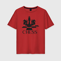 Футболка оверсайз женская Chess play, цвет: красный