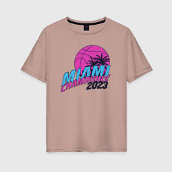 Футболка оверсайз женская Miami champions 2023, цвет: пыльно-розовый