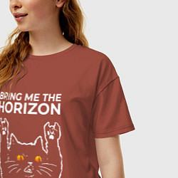 Футболка оверсайз женская Bring Me the Horizon rock cat, цвет: кирпичный — фото 2