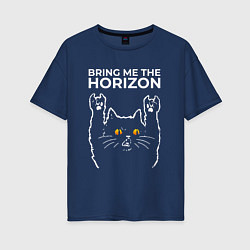 Футболка оверсайз женская Bring Me the Horizon rock cat, цвет: тёмно-синий