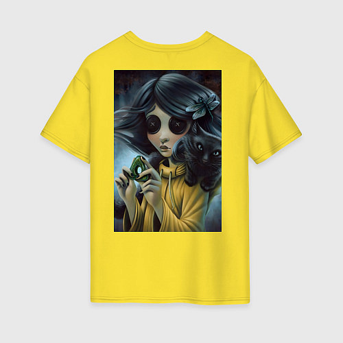 Женская футболка оверсайз Коралина в Стране Кошмаров арт / Желтый – фото 2