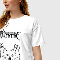 Футболка оверсайз женская Bullet For My Valentine - rock cat, цвет: белый — фото 2
