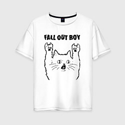 Футболка оверсайз женская Fall Out Boy - rock cat, цвет: белый