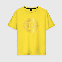 Футболка оверсайз женская Криптовалюта биткоин, цвет: желтый