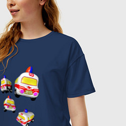 Футболка оверсайз женская Машинки скорой помощи, цвет: тёмно-синий — фото 2