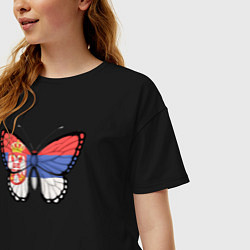 Футболка оверсайз женская Бабочка Сербия, цвет: черный — фото 2