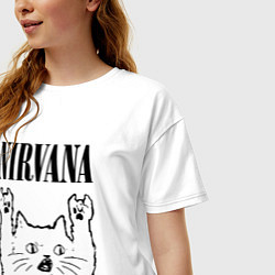 Футболка оверсайз женская Nirvana - rock cat, цвет: белый — фото 2