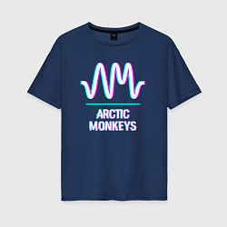 Футболка оверсайз женская Arctic Monkeys glitch rock, цвет: тёмно-синий