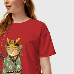 Футболка оверсайз женская Samurai battle cat, цвет: красный — фото 2