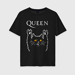 Женская футболка оверсайз Queen rock cat