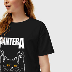 Футболка оверсайз женская Pantera rock cat, цвет: черный — фото 2
