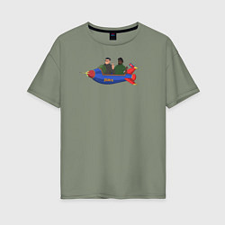 Футболка оверсайз женская Ким Чен Ын и Биг Смоук, цвет: авокадо