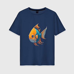 Футболка оверсайз женская Рыбка мечты, цвет: тёмно-синий