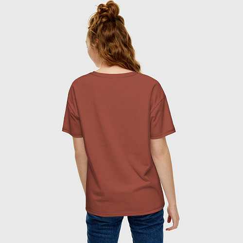 Женская футболка оверсайз Черепаха на отдыхе, футболка хб / Кирпичный – фото 4