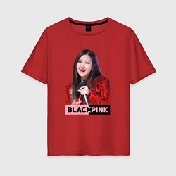 Футболка оверсайз женская Rose Blackpink, цвет: красный