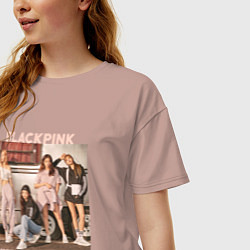 Футболка оверсайз женская Blackpink Jennie Lisa Rose Jisoo, цвет: пыльно-розовый — фото 2