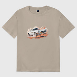 Футболка оверсайз женская Гонки в дюнах, цвет: миндальный