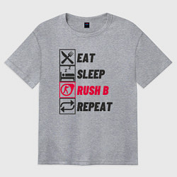 Женская футболка оверсайз Eat sleep rush b repeat