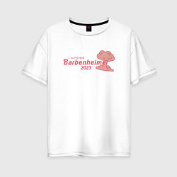 Футболка оверсайз женская Barbenheimer or Oppenbarbie meme, цвет: белый