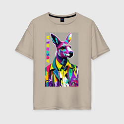 Футболка оверсайз женская Kangaroo - Australia - pop art, цвет: миндальный