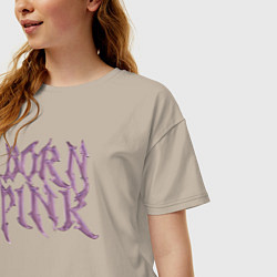 Футболка оверсайз женская Born pink Blackpink, цвет: миндальный — фото 2