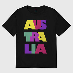 Футболка оверсайз женская Австралия - буквы - цвет, цвет: черный