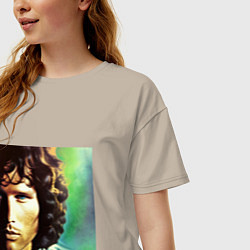 Футболка оверсайз женская Jim Morrison One eye Digital Art, цвет: миндальный — фото 2