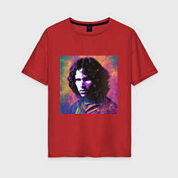 Футболка оверсайз женская Jim Morrison few color digital Art, цвет: красный