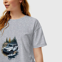 Футболка оверсайз женская На джипе по России, цвет: меланж — фото 2