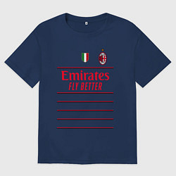 Футболка оверсайз женская Рафаэль Леао ФК Милан форма 2223 гостевая, цвет: тёмно-синий