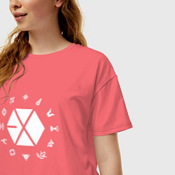 Футболка оверсайз женская Logo EXO, цвет: коралловый — фото 2