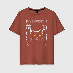 Футболка оверсайз женская Joy Division rock cat, цвет: кирпичный