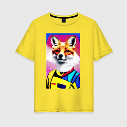 Женская футболка оверсайз Fox - pop art - fashionista