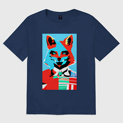 Женская футболка оверсайз Морда лисы - поп-арт - нейросеть