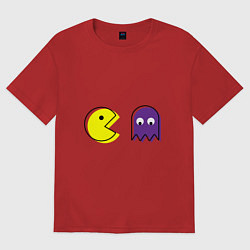 Футболка оверсайз женская Пакман-охотник, цвет: красный