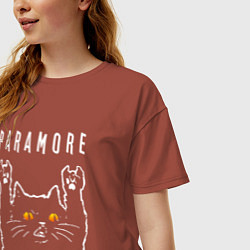 Футболка оверсайз женская Paramore rock cat, цвет: кирпичный — фото 2