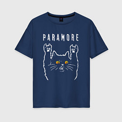 Футболка оверсайз женская Paramore rock cat, цвет: тёмно-синий
