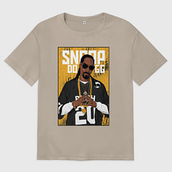 Футболка оверсайз женская Snoop dogg с цепями, цвет: миндальный