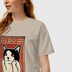 Футболка оверсайз женская I do what I want кот и фак, цвет: миндальный — фото 2