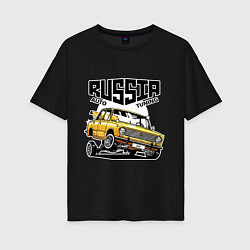Футболка оверсайз женская Russia tuning car, цвет: черный