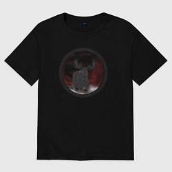 Футболка оверсайз женская Лось кельтский узор, цвет: черный