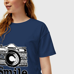 Футболка оверсайз женская Smile camera, цвет: тёмно-синий — фото 2