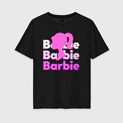 Футболка оверсайз женская Логотип Барби объемный, цвет: черный