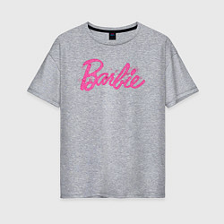 Футболка оверсайз женская Блестящий логотип Барби, цвет: меланж