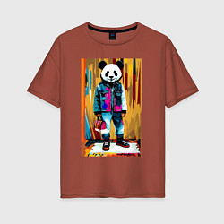 Женская футболка оверсайз Funny panda - pop art