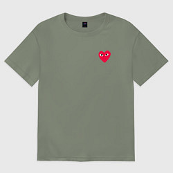 Футболка оверсайз женская Сердце с глазами, цвет: авокадо