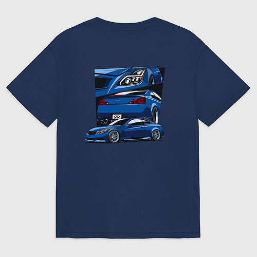 Женская футболка оверсайз Infiniti G37 Stance V4 / Тёмно-синий – фото 2