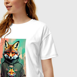 Футболка оверсайз женская Dude fox - urban style, цвет: белый — фото 2