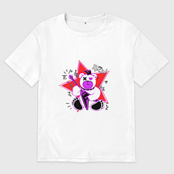 Футболка оверсайз женская Медведь рок звезда, цвет: белый