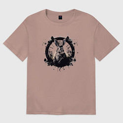 Футболка оверсайз женская Кролик и часы - Алиса в стране чудес, цвет: пыльно-розовый